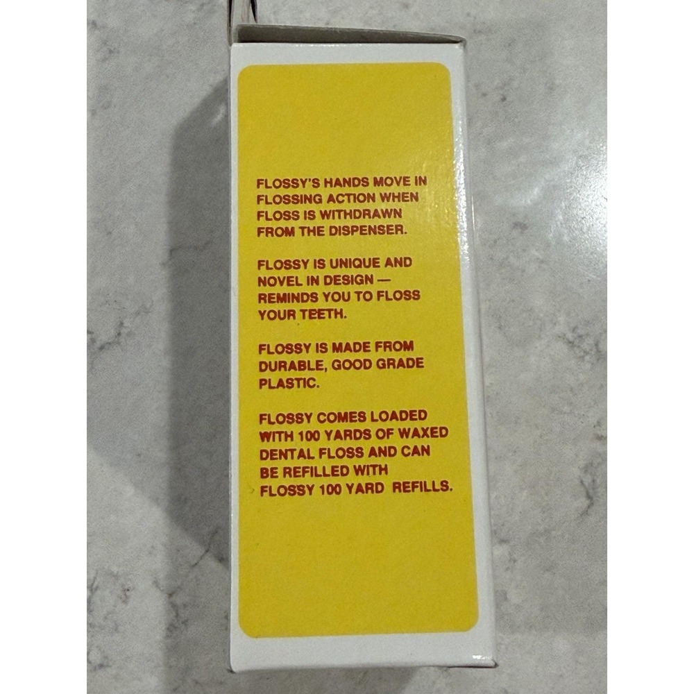 VINTAGE Flossy Animated Dental Floss Container Dentist Teeth Hong Kong Yellow O - Picture 2 of 6